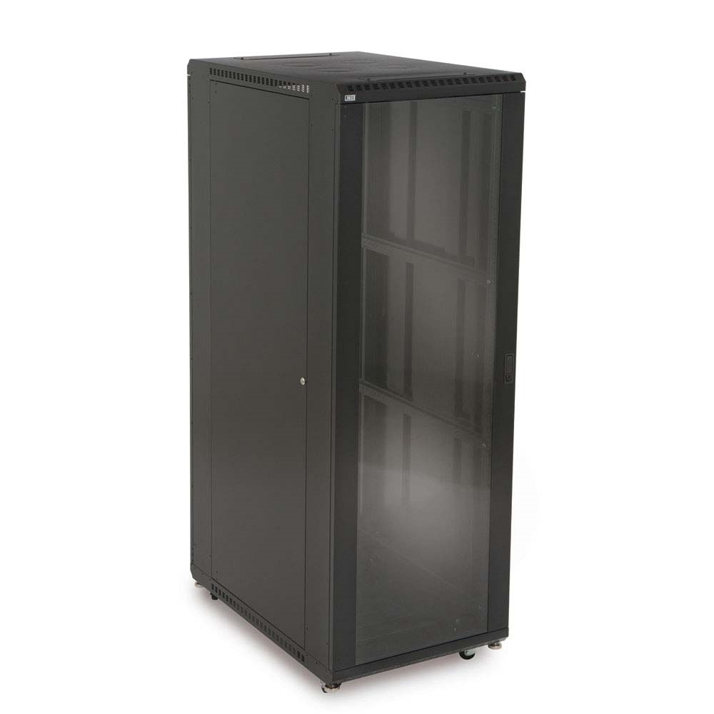 37U LINIER Server Cabinet - Glass & Vented Doors - 36" Depth